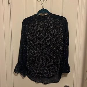 Lucky brand sheer long sleeve floral top